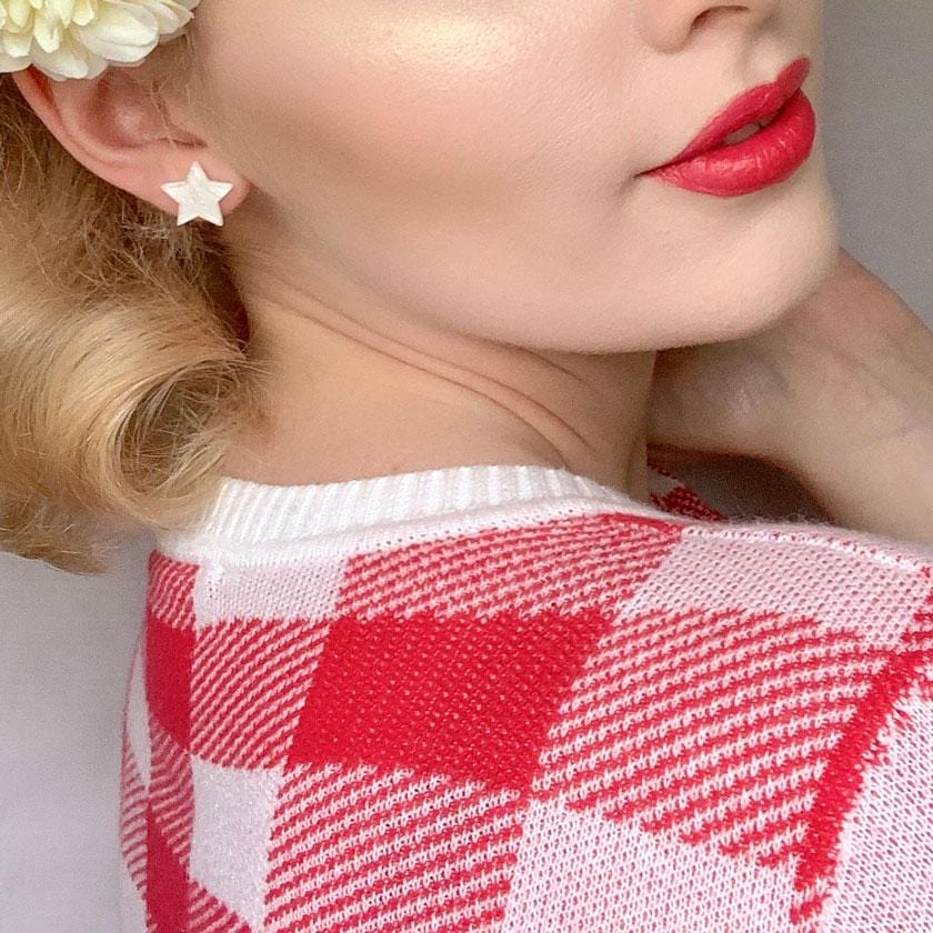 Erstwilder Essentials Star Glitter Resin Stud Earrings - White EE0002-SG8000