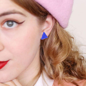 Erstwilder Essentials Triangle Glitter Resin Stud Earrings - Dark Blue EE0001-SG3100