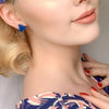 Triangle Textured Resin Stud Earrings - Dark Blue