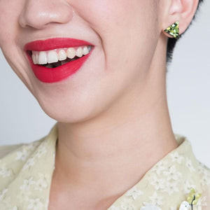 Erstwilder Essentials Triangle Chunky Glitter Resin Stud Earrings - Lime EE0001-CG4200