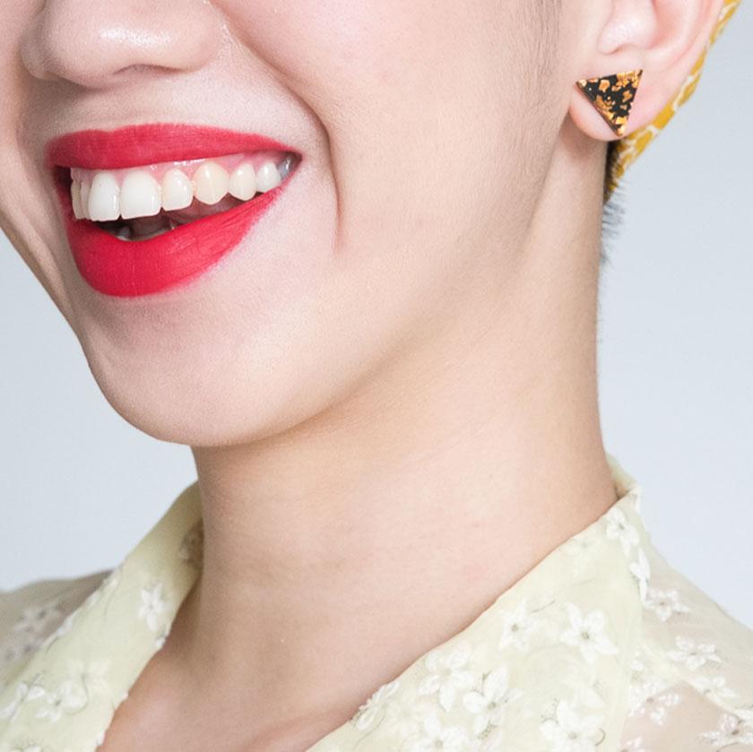 Erstwilder Essentials Triangle Chunky Glitter Resin Stud Earrings - Orange EE0001-CG6100