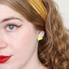 Triangle Bubble Resin Stud Earrings - Lime