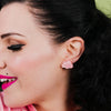Cloud Glitter Resin Stud Earrings - Pink