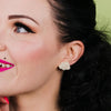 Cloud Solid Glitter Resin Stud Earrings -White