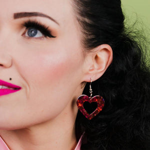 Erstwilder Essentials Heart Lava Resin Drop Earrings - Red EE1005-L1000