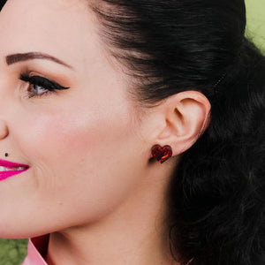 Erstwilder Essentials Heart Lava Resin Stud Earrings - Red EE0005-L1000