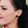 Heart Lava Resin Stud Earrings - Red