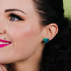 Heart Mottled Resin Stud Earrings - Green