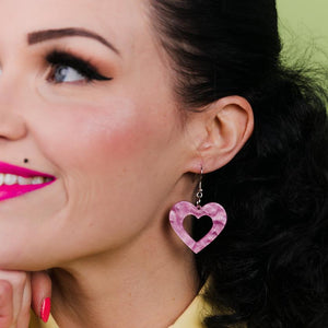 Erstwilder Essentials Heart Ripple Resin Drop Earrings - Mauve EE1005-RI5300