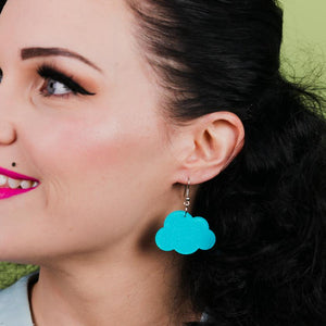 Erstwilder Essentials Solid Cloud Glitter Resin Drop Earrings - Blue EE1025-SG3000