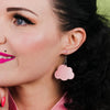 Solid Cloud Glitter Resin Drop Earrings - Pink
