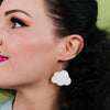 Solid Cloud Glitter Resin Drop Earrings - White