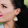 Solid Cloud Solid Glitter Resin Drop Earrings -White