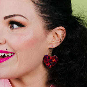 Erstwilder Essentials Solid Heart Lava Resin Drop Earrings - Red EE1026-L1000
