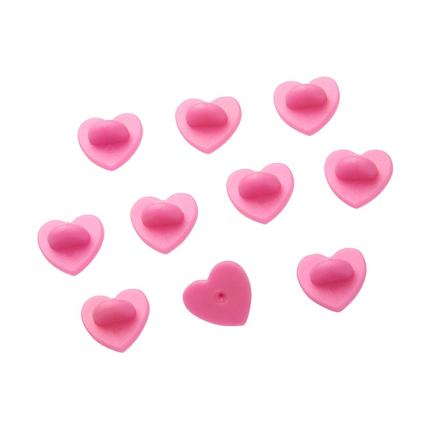 Enamel Pin Rubber Heart Locking Clasp 10-Pack-Pink  -  Erstwilder  -  Quirky Resin and Enamel Accessories