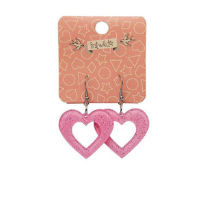 Erstwilder Essentials Heart Glitter Resin Drop Earrings - Pink EE1005-SG2000