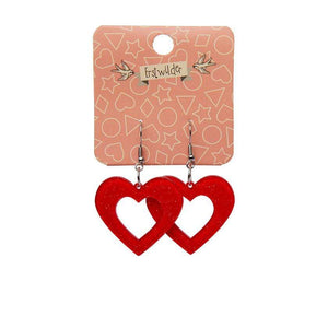 Erstwilder Essentials Heart Glitter Resin Drop Earrings - Red EE1005-SG1000