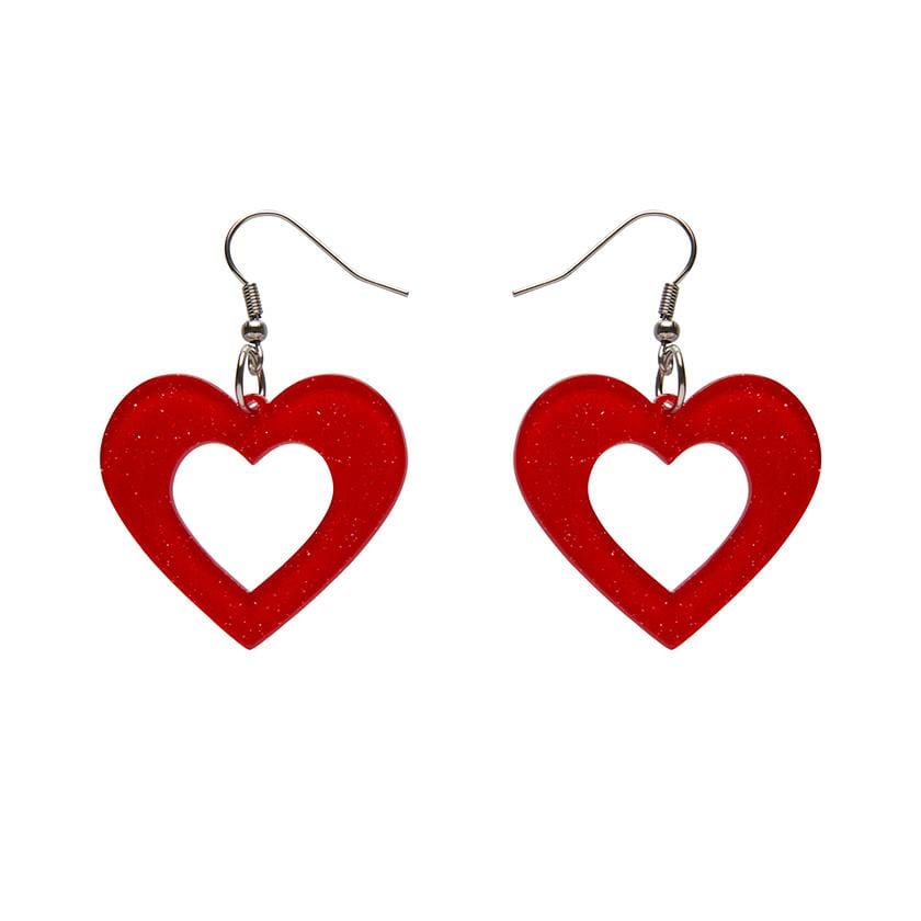 Red heart deals dangle earrings