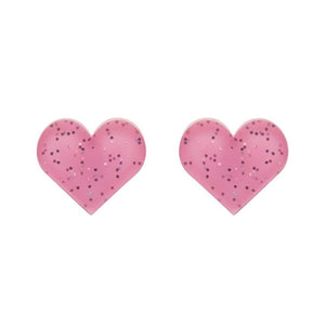 Erstwilder Essentials Heart Glitter Resin Stud Earrings - Pink EE0005-SG2000