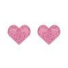 Heart Glitter Resin Stud Earrings - Pink