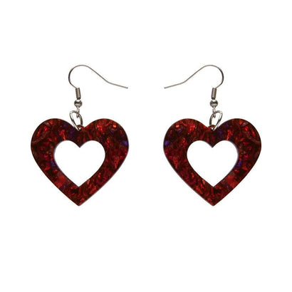 Erstwilder Essentials Heart Lava Resin Drop Earrings - Red EE1005-L1000