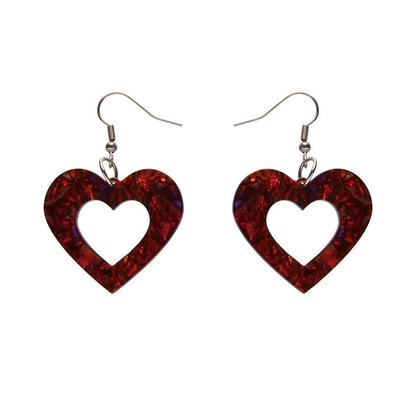 Erstwilder Essentials Heart Lava Resin Drop Earrings - Red EE1005-L1000