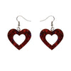 Heart Lava Resin Drop Earrings - Red