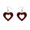 Heart Lava Resin Drop Earrings - Red