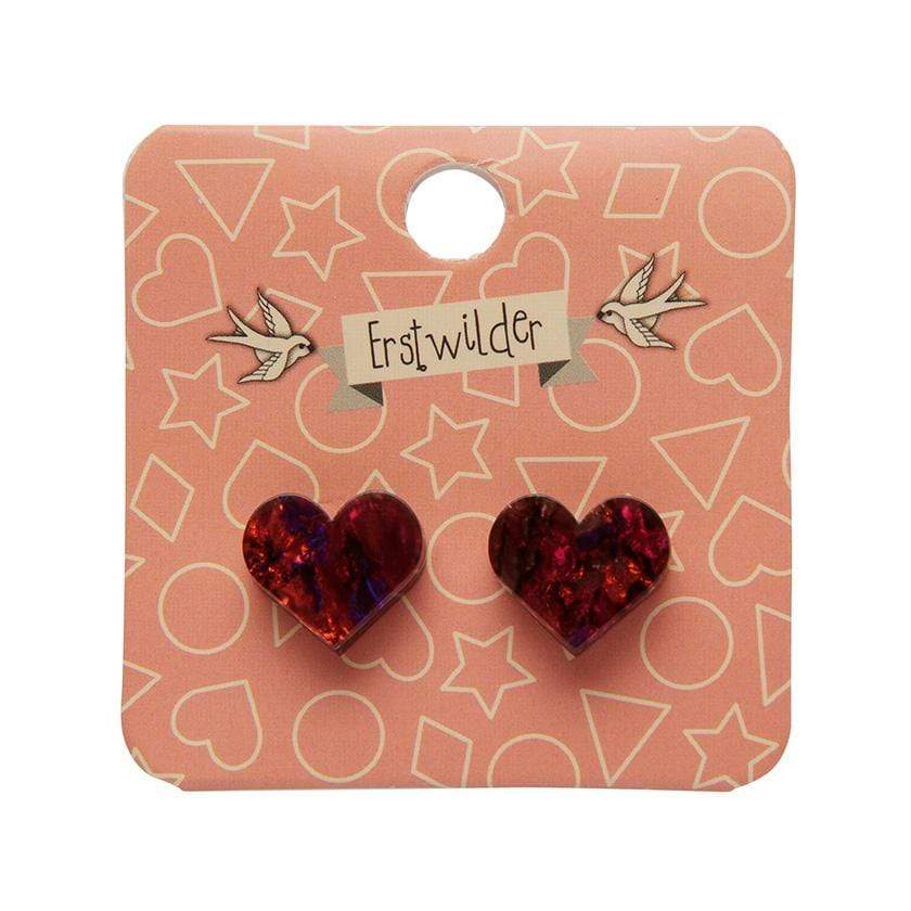 Erstwilder Essentials Heart Lava Resin Stud Earrings - Red EE0005-L1000