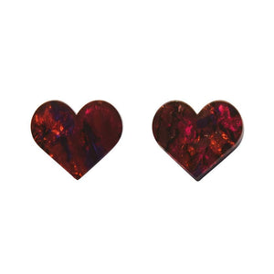 Erstwilder Essentials Heart Lava Resin Stud Earrings - Red EE0005-L1000