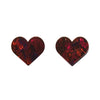 Heart Lava Resin Stud Earrings - Red