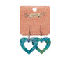 Heart Mottled Resin Drop Earrings - Green