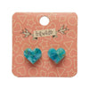 Heart Mottled Resin Stud Earrings - Green