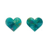 Heart Mottled Resin Stud Earrings - Green