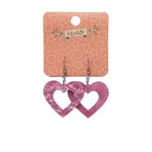 Erstwilder Essentials Heart Ripple Resin Drop Earrings - Mauve EE1005-RI5300