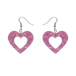 Erstwilder Essentials Heart Ripple Resin Drop Earrings - Mauve EE1005-RI5300