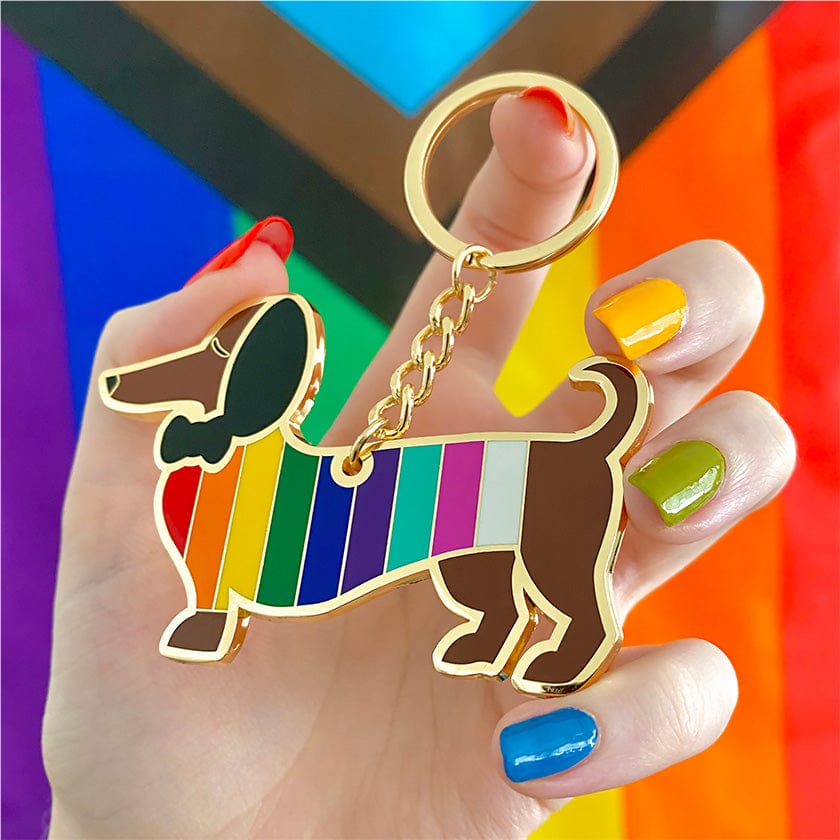 Erstwilder Pride & Joy Spiffy the Supportive Dog Enamel Key Ring AD1KR02