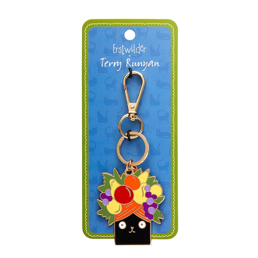 Catmen Miranda Enamel Key Ring  -  Erstwilder  -  Quirky Resin and Enamel Accessories