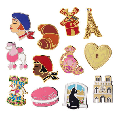 Erstwilder Paris Holiday Paris Holiday Enamel Pin Pack - 12 Piece EPX0031-100