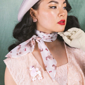 Erstwilder Paris Holiday Madame Caniche Head Scarf - White PH1042