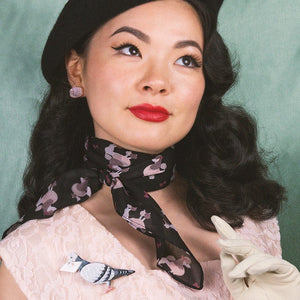 Erstwilder Paris Holiday Madame Caniche Head Scarf - Black PH1044