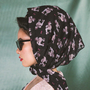 Erstwilder Paris Holiday Madame Caniche Large Neck Scarf - Black PH1045