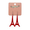 Eiffel Tower Solid Resin Drop Earrings - Red