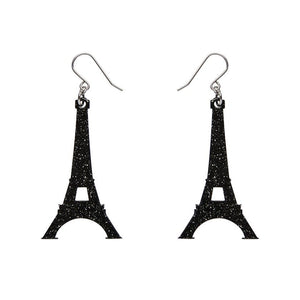Erstwilder Paris Holiday Essentials Eiffel Tower Glitter Resin Drop Earrings - Black PH1EE03