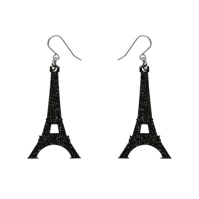 Erstwilder Paris Holiday Essentials Eiffel Tower Glitter Resin Drop Earrings - Black PH1EE03