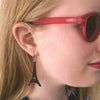 Eiffel Tower Glitter Resin Drop Earrings - Black