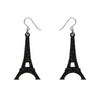 Eiffel Tower Glitter Resin Drop Earrings - Black