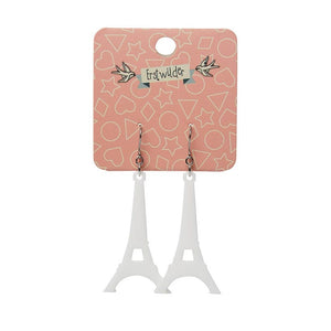 Erstwilder Paris Holiday Essentials Eiffel Tower Solid Resin Drop Earrings - White PH1EE04