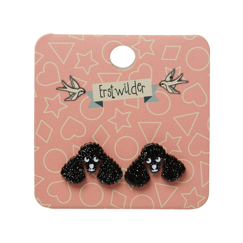 Erstwilder Paris Holiday Essentials Poodle Glitter Stud Earrings - Black PH1EE05