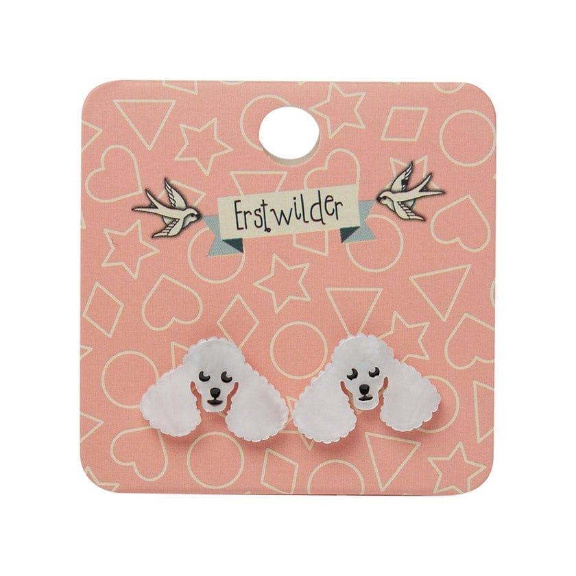 Erstwilder Paris Holiday Essentials Poodle Ripple Stud Earrings - White PH1EE06